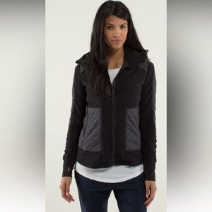 lululemon athletica Black Quilted‑Panel Zip Hoodie